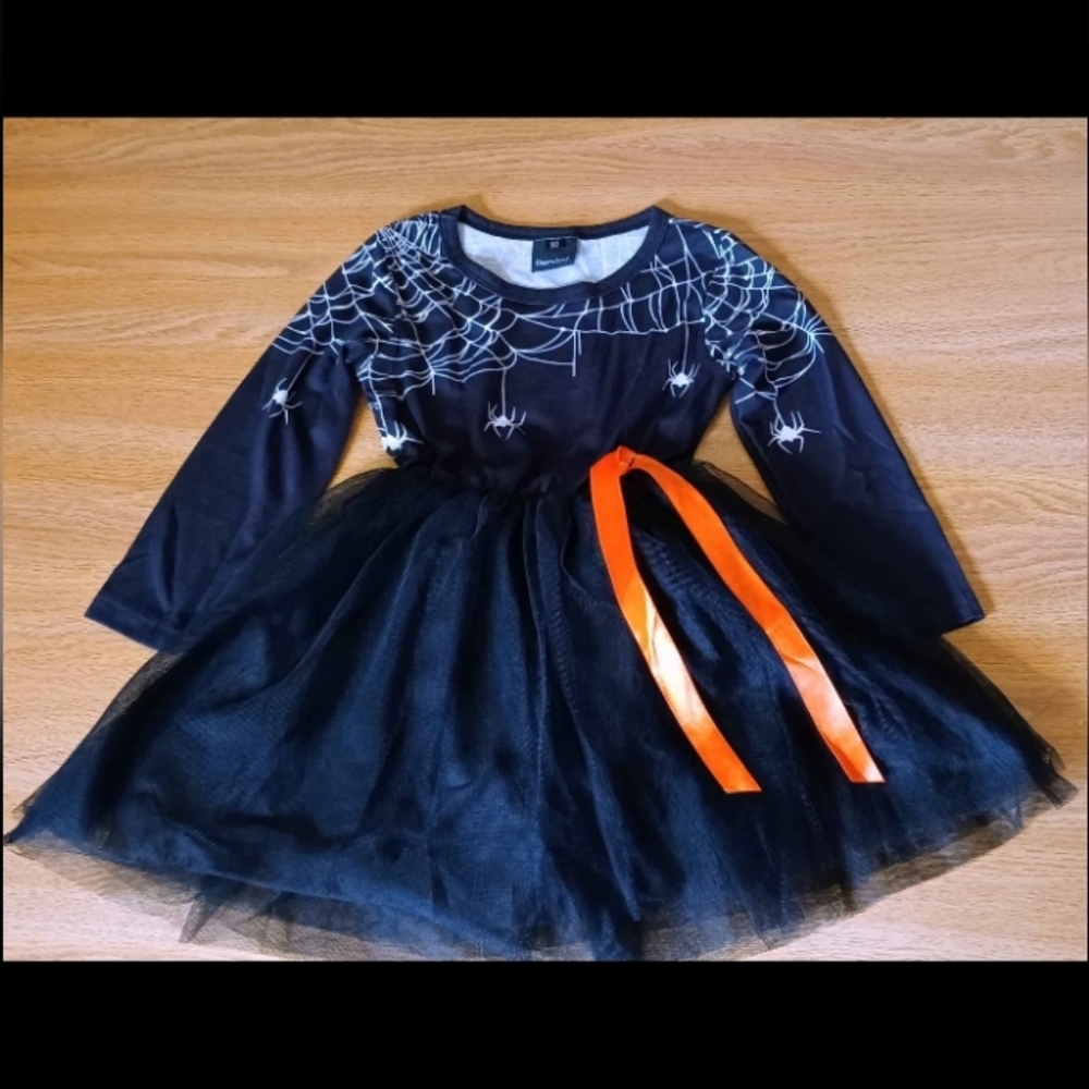 Charming Spider Web Dress with Orange Ribbon